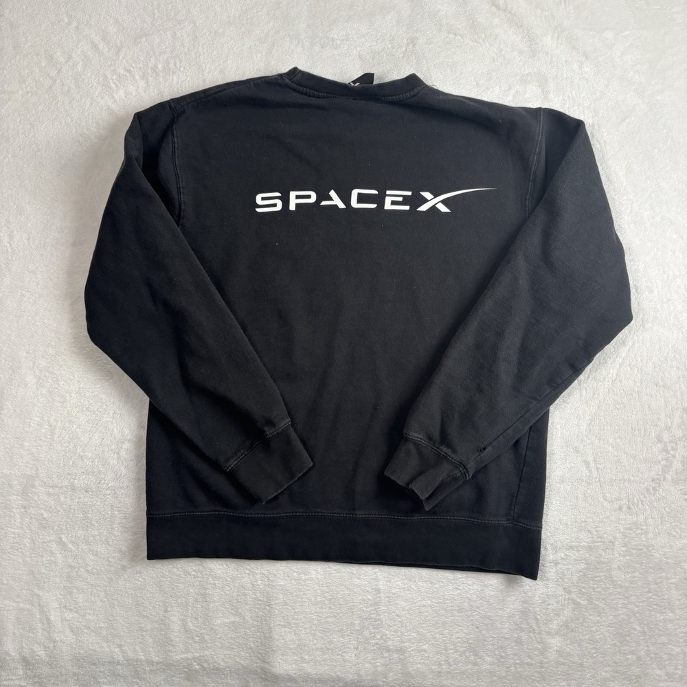 SpaceX Tesla Nasa Black Pullover Long Sleeve Fleece Sweatshirt Men's Medium